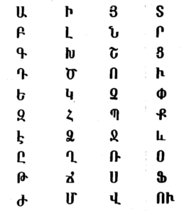 Armenian Alphabet Chart, Armenia Language Chart, White